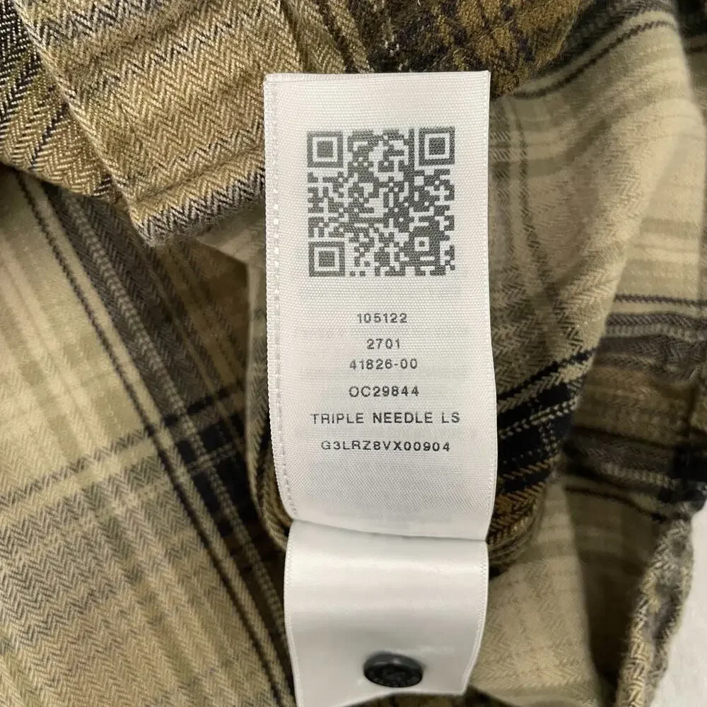 True Religion Shirt Adult Large Brown Flannel Long Sleeve Triple Needle Mens L